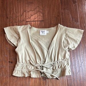 Princess Polly Women's Sage Tie Top